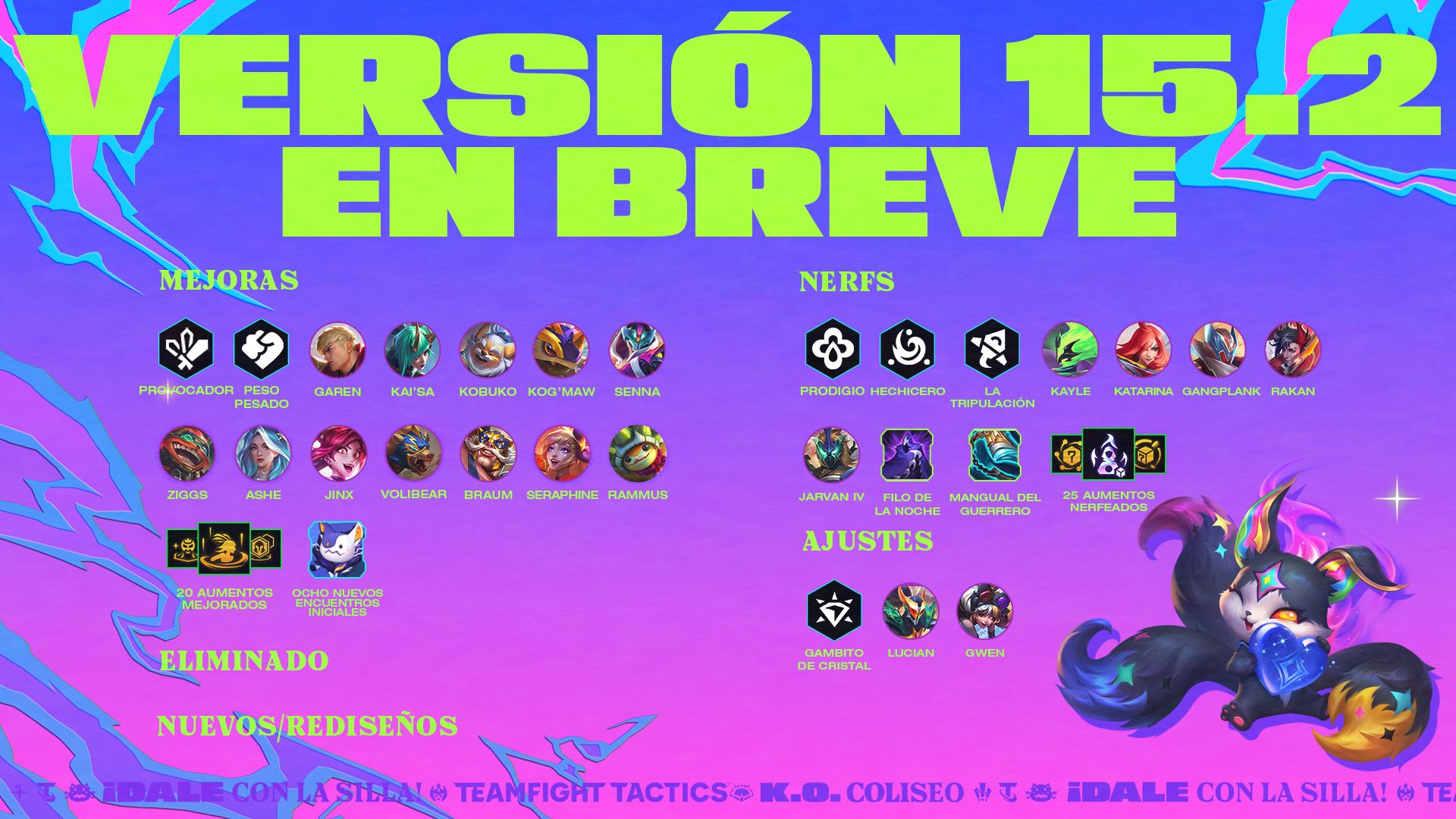 La versión 15.2 de Teamfight Tactics ya esta aqui.