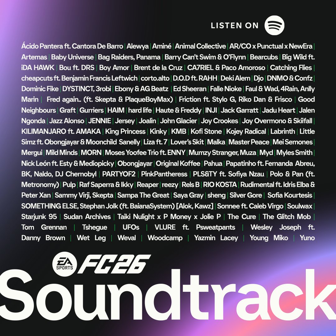 La banda sonora de EA FC 26 ya fue revelada.