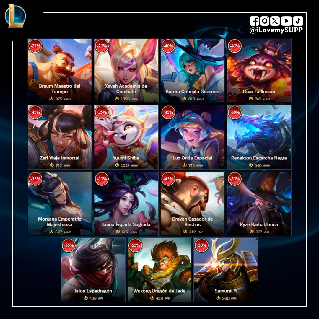 Estas son las nuevas skins en descuento para esta semana.