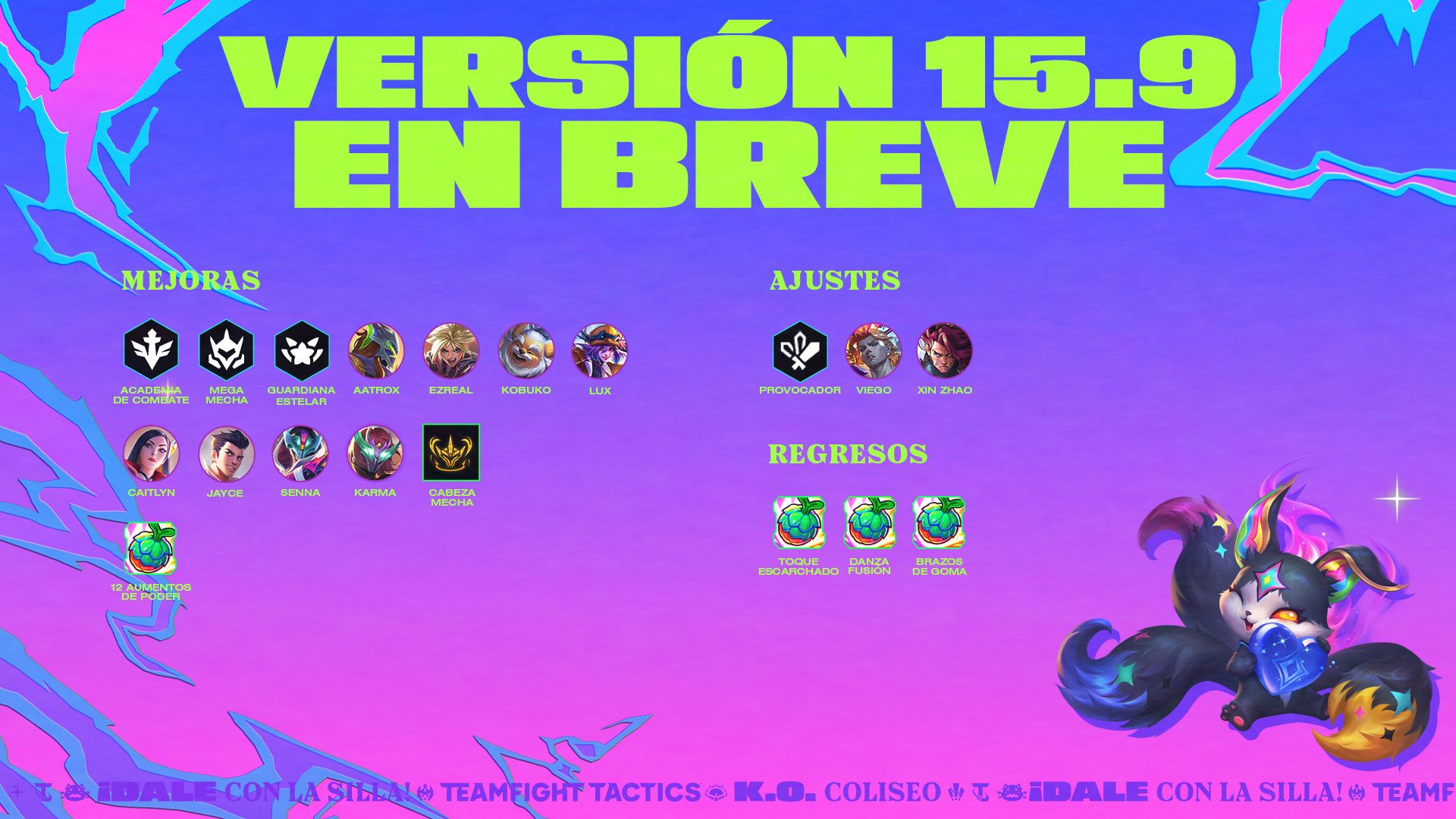 La ultima versión de Coliseo K.O de TFT, la 25.9, ya esta aqui.