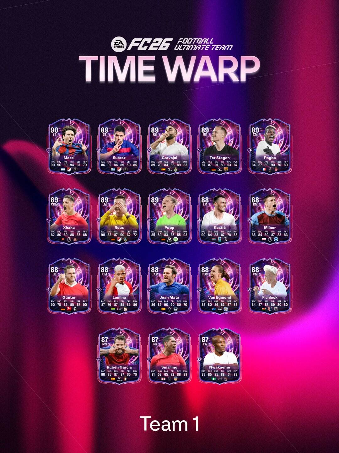 El equipo 1 de los TimeWarp de EA FC 26 ya esta aquí.