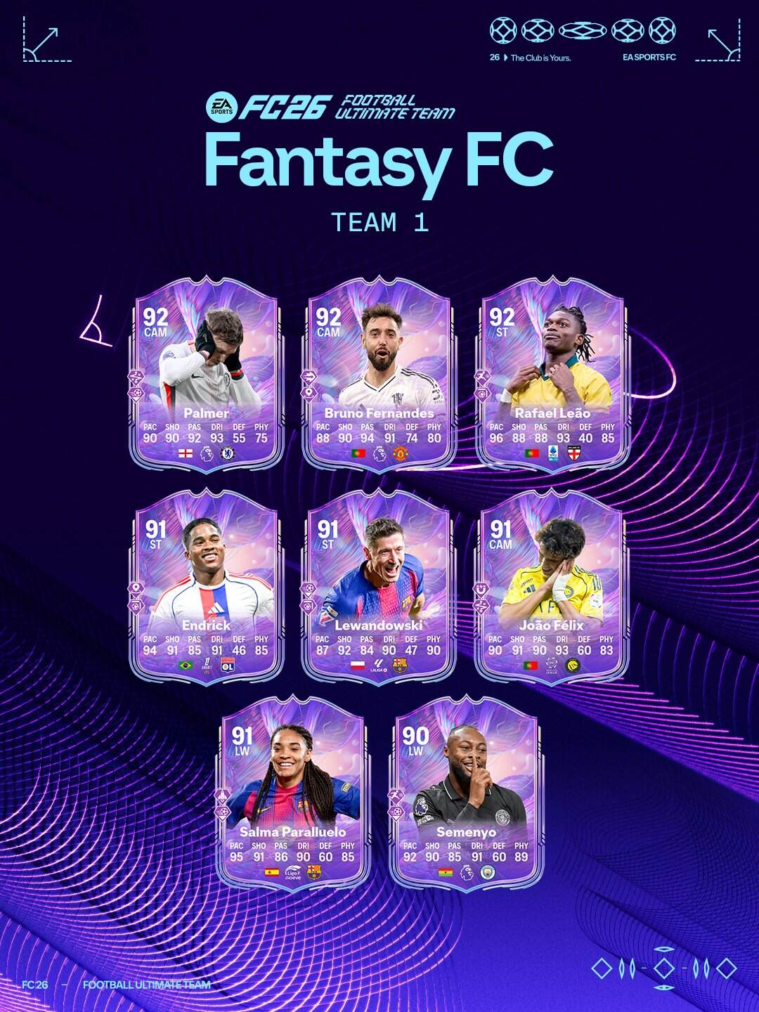 El equipo 1 de los Fantasy FC ya están disponibles en EA FC 26.