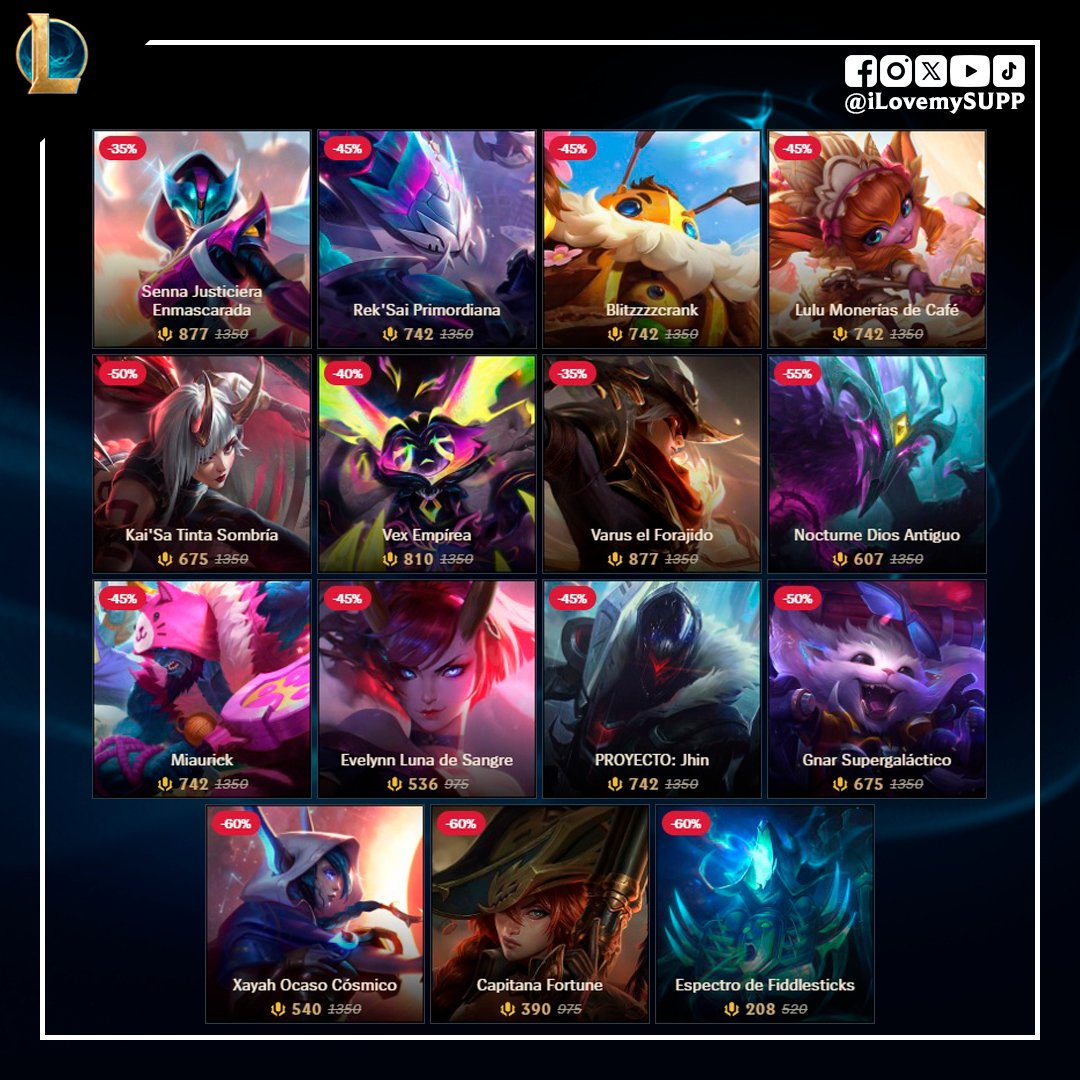Nuevos aspectos en descuento llegan a League of Legends.