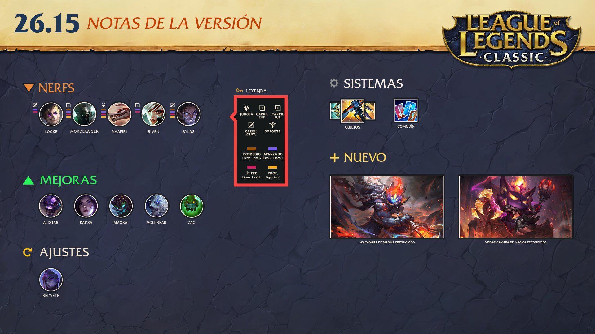 La versión 26.15 de League of Legends ya esta aquí.